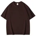 Gedetailleerd overzicht van een oversized bruin heren-T-shirt met korte mouwen katoen - Donkerbruin