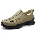 Chaussures de randonnée kaki respirantes pour hommes avec semelle souple et bout renforcé. - Abricot