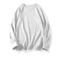 High-quality white 220g men's long sleeve T-shirt shown in flat lay detail view - M / Tops / Grayish White
