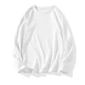 Detailed front view of a premium plain white 220g long-sleeved crewneck t-shirt for men - M / Tops / White