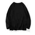 Detailed view of a solid black 220g men's long-sleeve T-shirt with a classic crew neck. - M / Tops / Black