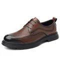 Elegantes zapatos derby brogue de cuero marrón para negocios, bodas y eventos formales - 38 / Estilo Hueco / Marrón