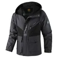 Men's casual hooded parka jacket for outdoor autumn and winter wear in charcoal grey - XS / Tops / Dark Gray