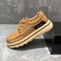 Chaussures de travail décontractées pour hommes en cuir véritable avec semelle souple - 38 / Abricot
