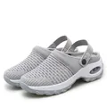 Grey mesh rocking sandals for women with breathable upper and air cushion sole - Gray