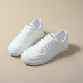 Minimalist white low-top thick-soled sneakers for casual versatile spring summer wear - 38 / White