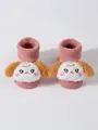 Detalle de calcetines cálidos gruesos para bebé con decoración de cachorro de peluche 3D - Rosa Viejo (JC227)
