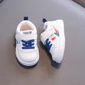 White toddler sneakers with blue laces and Velcro strap for boys and girls walking - Inner Length 12.5cm / Size 16 / Blue