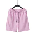Men's pink summer beach shorts with drawstring waistband - S / Bottoms / Pink
