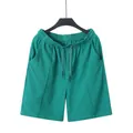 Teal green men's casual linen shorts with adjustable drawstring waist for summer beach wear - S / Bottoms / Dark Green