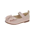 Girls' pink pearl bow Mary Jane shoes with soft sole for toddlers and kids - Size 23 (Insole 14.3CM) / Pink