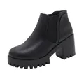 Stijlvolle Chelsea-boots voor dames met grove hak en plateau in klassiek zwarte kleur - 35 / Blokhak Stijl (221) / Zwart