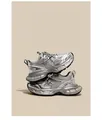 Zapatillas deportivas plateadas de malla transpirable para niñas modernas y chic - 28 / Estilo Retro Daddy Shoes / Plateado