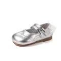 Elegant silver toddler girls princess shoes featuring lace trim and soft non-slip rubber soles - Size 21 Inner Length 13.9cm / Silver