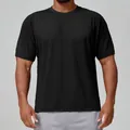 Camiseta deportiva negra clásica para hombre, transpirable y de secado rápido con cuello redondo - Negro Premium
