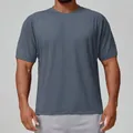Camiseta deportiva para hombre gris azulado, secado rápido, cuello redondo fitness. - Azul Violeta
