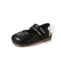 Black toddler Mary Jane shoes with lace heel detail and double straps - Size 21 Inner Length 13.9cm / Black