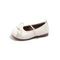 Elegant white patent leather girl's princess shoes featuring a delicate bow and strap - Size 23 Inner Length 14cm / Bowknot Style (588) / Off White