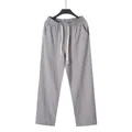 Men's casual grey cotton linen straight-leg trousers with drawstring elastic waist - S / Bottoms / Gray