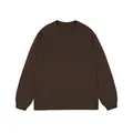 Minimalist dark brown long-sleeve crew neck t-shirt for men in a clean flat lay. - Brown