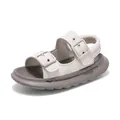 Kids summer sandals with soft sole and double buckle straps in beige and grey color. - 27 / Beige