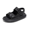 Breathable black children's summer sandals with adjustable double buckles and soft sole - 27 / Black