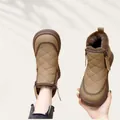 Botas de nieve acolchadas para mujer con suelas gruesas y forro polar cálido para invierno. - Caqui