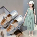 Silberne Prinzessinnen-Mary-Jane-Schuhe für Mädchen mit elegantem Perlen-Riemchendetail - Silber