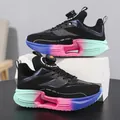 Chaussures de course respirantes pour jeunes avec boucle rotative et semelle dégradée - 31 / Noir iridescent