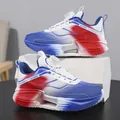 Chaussures de sport légères pour jeunes avec boucle rotative en maille rouge blanc bleu - Dégradé Rouge, Blanc et Bleu