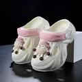 Meisjes clogs in gebroken wit met roze bandjes en schattige 3D-schaap bedeltjes - 28 / Rijstroze