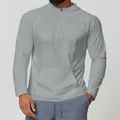 Men's light grey hooded sun protection quick-dry long sleeve athletic performance t-shirt - Space Gray