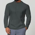 Men's athletic dark gray hooded quarter-zip sun protection long sleeve t-shirt - Elegant Gray