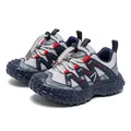 Kids navy blue breathable mesh closed-toe outdoor sandals with elastic toggle laces - 27 / Grey Blue