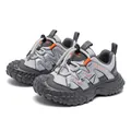 Grey and orange children's anti-slip closed-toe mesh sneakers with HOBIBEAR logo - 27 / Gray