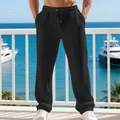 Macro view of men's black waffle knit joggers showing the textured fabric and fit - S / Bottoms / Black with Black Label