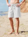 Pantaloncini mare da uomo in lino bianco premium con coulisse ed elastico in vita - Taglia S / Pantaloni e gonne / Bianco