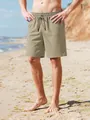Pantaloncini estivi traspiranti in lino da uomo beige con comoda coulisse in vita - Taglia S / Pantaloni e gonne / Kaki