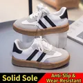 Retro white German Army Trainer GAT sneakers with brown anti-slip solid soles for women - 26 / Khaki