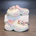 Girls' cute cartoon rabbit clogs in cream and pink, comfortable summer beach sandals for kids - 28 / Rice Pink