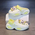 Cute cartoon monkey toddler girl garden clogs in off-white and lime yellow for summer - 28 / Beige