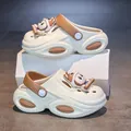 Adorable girls' cartoon clog sandals in brown and off-white with cute character charms. - 28 / Beige Coffee