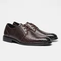 Eleganti scarpe stringate da uomo marrone scuro con motivo a coccodrillo per il business. - Crocodile Pattern (KD6272)