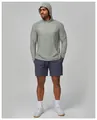 A full view of men's quick-dry long sleeve athletic hoodie with half-zip closure - S / Tops / Light Grey