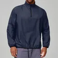 Men's lightweight navy blue half-zip outdoor windbreaker for hiking and running. - M / Tops / Dark Navy Blue