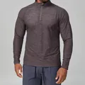 Men's slim-fit long-sleeve athletic quick-dry shirt with quarter-zip in dark grey heather - S / Tops / Purple Grey