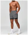 Athletic men's 2-in-1 quick-dry running shorts with compression liner for gym workout - S / Bottoms / Dark Gray