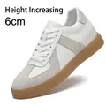 Men's white leather GAT sneakers with grey suede overlays and 6cm hidden height increase - 35 / White (6cm Invisible Height Increase)