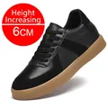 Stijlvolle zwarte retro heren sneakers van leer met een onzichtbare verhoging van 6 cm - 35 / 6 cm hoogteverhoging / Zwart