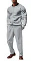 Men's two-piece grey casual tracksuit with zip-up jacket and loose pants - Light Gray